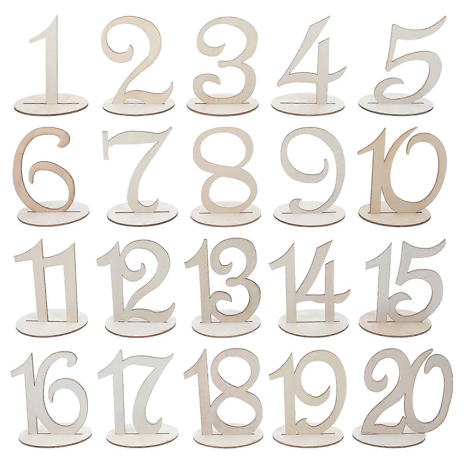 1 Set Wooden Table Numbers 1-20 Wedding Tables Numbers Wedding Reception Table Numbers Wooden Wedding Tables Numbers Wood Table Number with Base