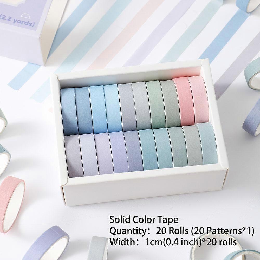 20 rolls Washi Tape Set Simple Thin Masking Tape For DIY Arts Crafts Gift Wrapping Journaling Scrapbooking Labeling Coding Deco