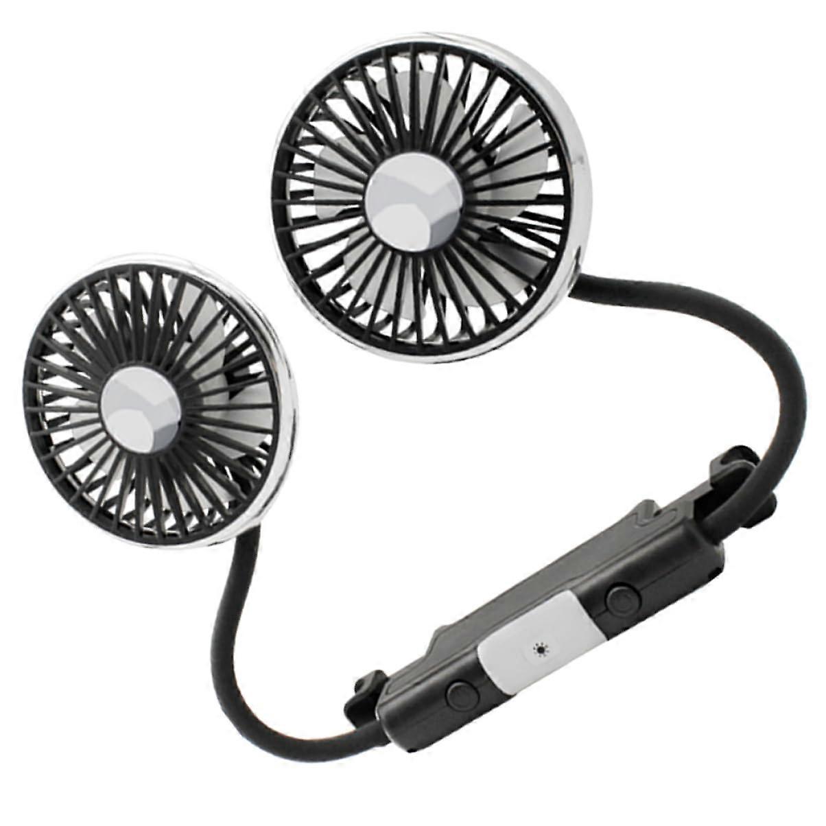 Powered Car Fan for Quiet Dual Head Backseat Cooling for Pets, Easy Plug Design, Adjustable Speed, 12V Compatibility