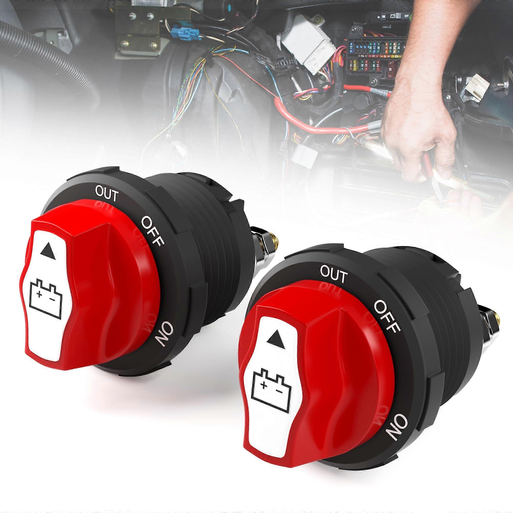 2Pcs Battery Disconnect Switch, Master Cut Shut Off Isolator Rotary Switch 12V48V for Car