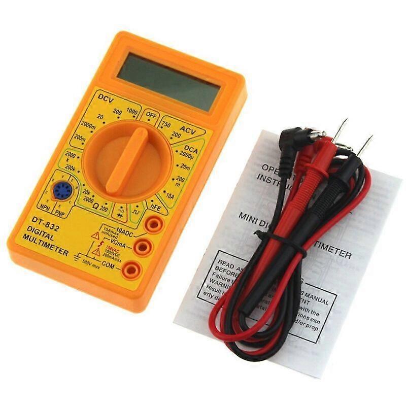 DT-832 Digital Multimeter 1999 Counts AC/DC Amps Volt Ohm Tester Voltmeter Ammeter Multimeter Yellow