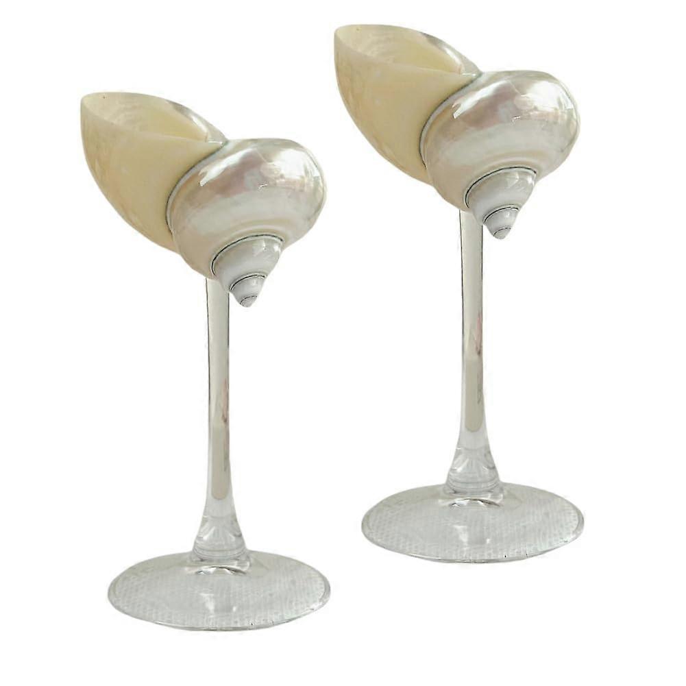 2 PC 소라 SeaShell 안경 웨딩 안경 마티니 안경 음료 용기 마시는 유리잔 생일 결혼식 해변 신부 들러리 기념일 파티
