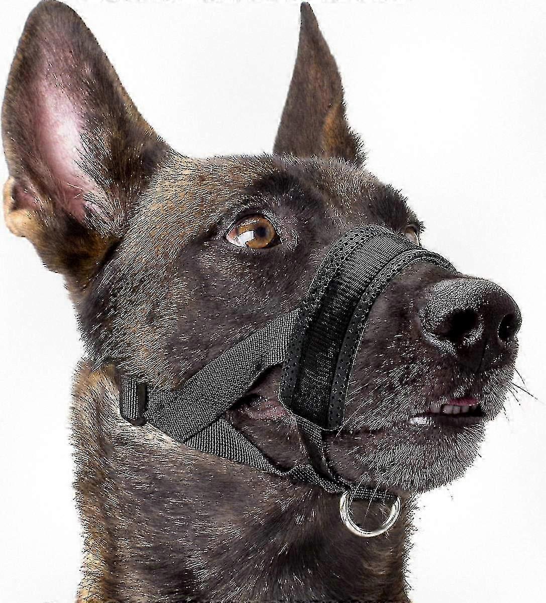 Adjustable Soft Nylon Dog Muzzle for Biting, Barking, Chewing Prevention, XL Size in Black