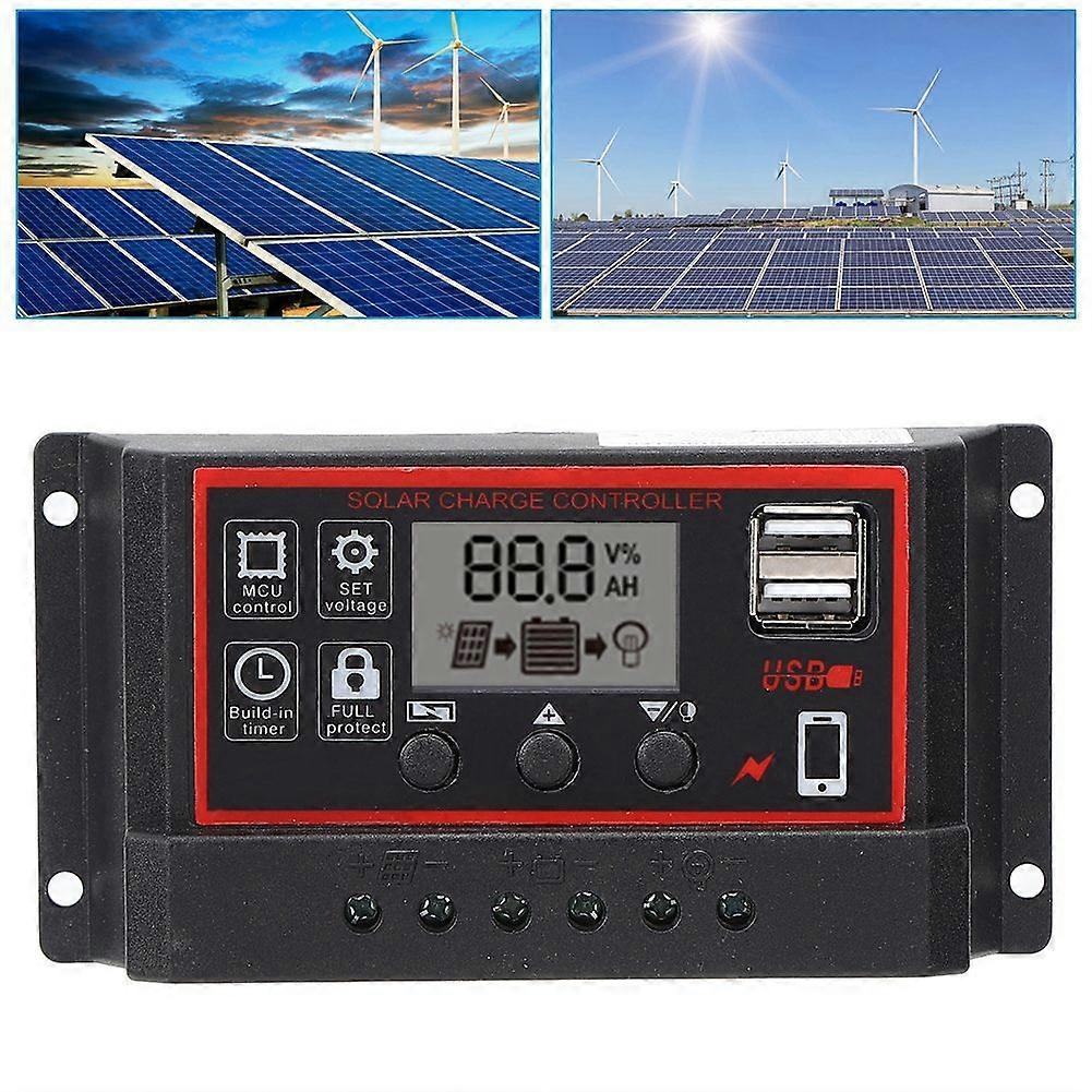 SSRGV LCD Solar Charge Controller 5V /2.5A Dual USB PWM Cell Panel Regulator Automatic Identification 12V 24V50A