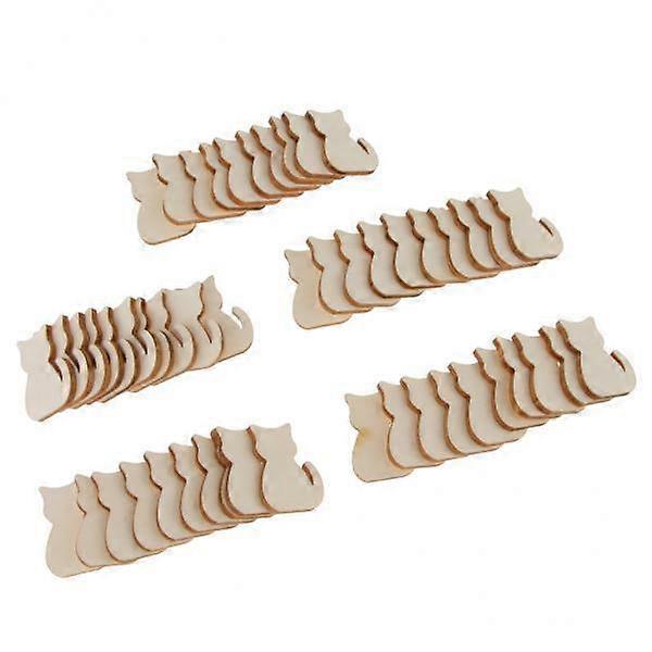 2x Package of 50, Small Cat Wood Cutout Slices - 1.18 X 0.87 X 0.08 Inches