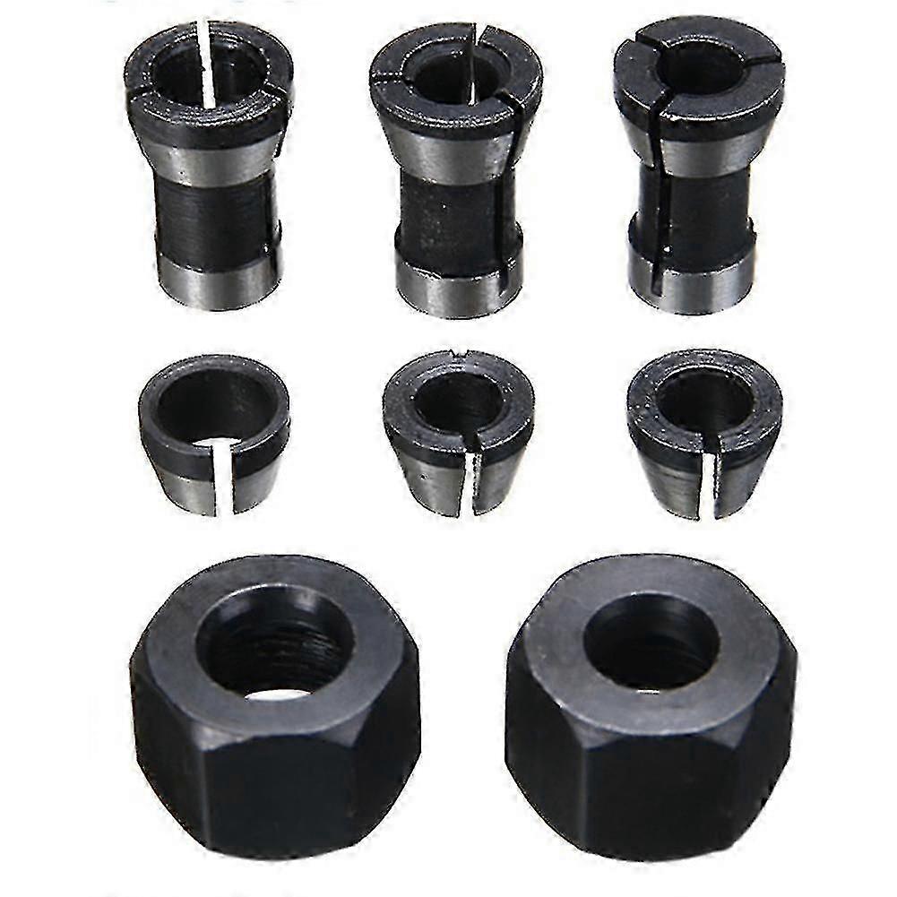 8pcs High Precision Adapter Collet Set 6mm/6.35mm/8mm Collet Chuck Engraving Trimming Machine Route YO