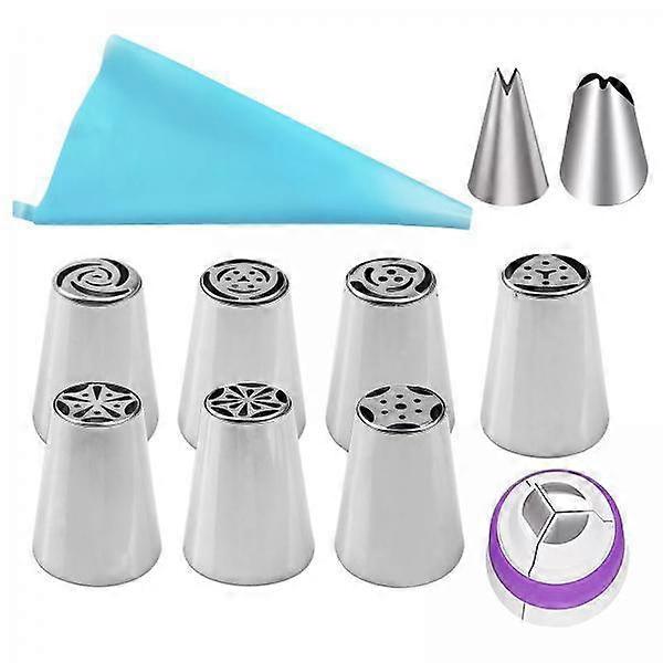 Professional Cake Decorating Set with Russian Piping Tips - 11 Piece Kit