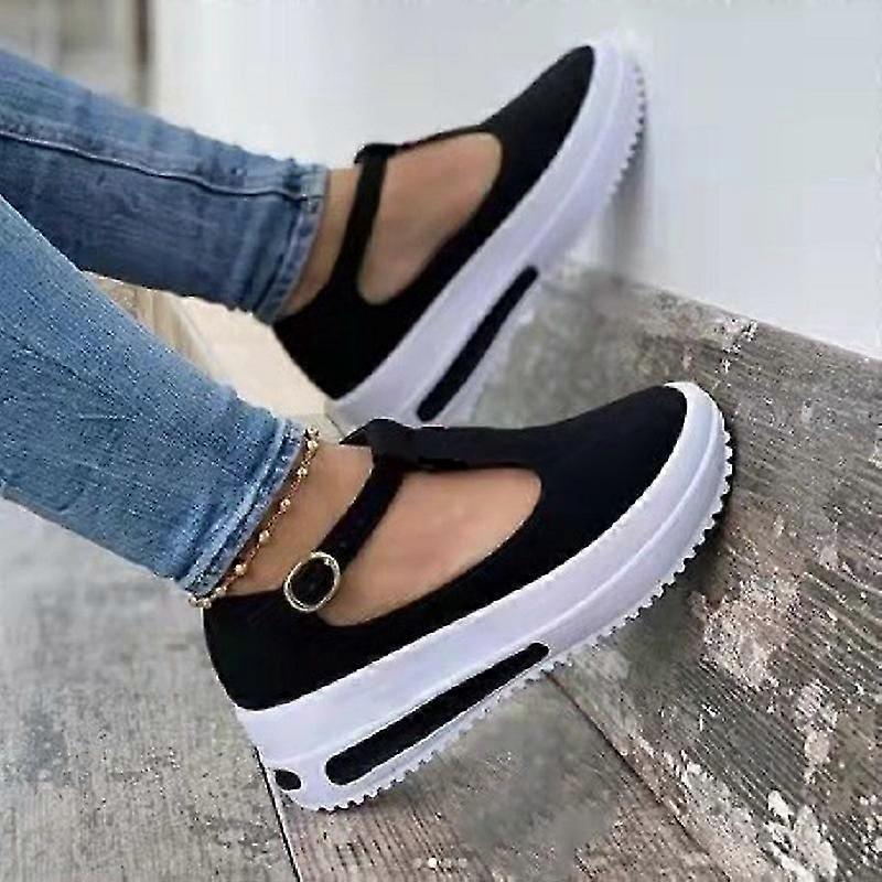 Lebanghui Women's Walking Shoes With Hollow Instep Platform Vintage Slip On Shoes Breathable
