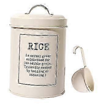 Rustic Tin Jar 3L with RICE White Storage