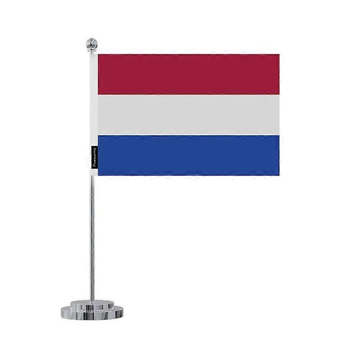 Netherlands Desk Flag – 14 x 21 cm – Polyester – Stainless Steel Base