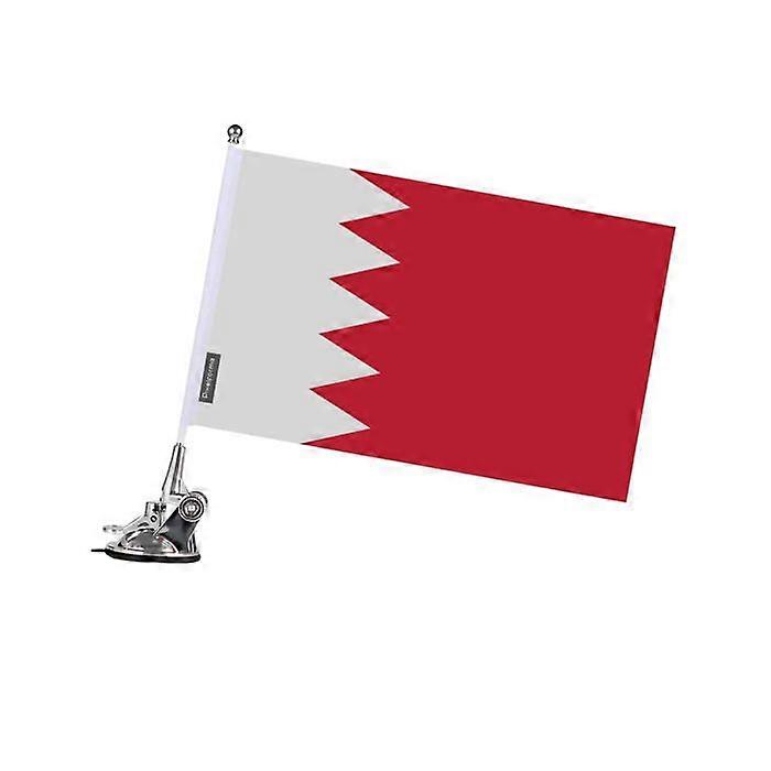 Flag - Bahrain - 27 x 35 cm - Suction Cup Pole - Polyester - Double-sided Print