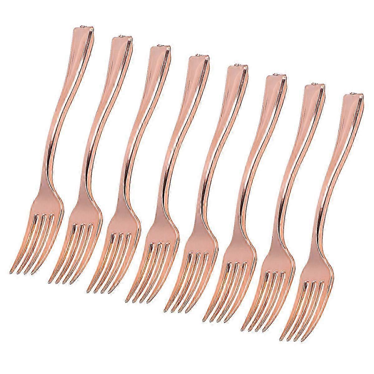 24 Pcs Spoons Silverware Forks Rose Gold Plastic Fork Rose Gold Plastic Cutlery