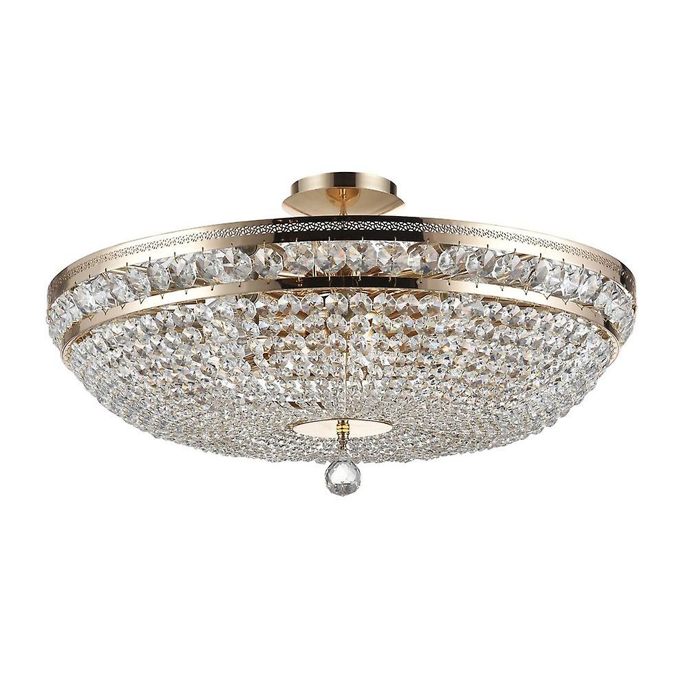 Ottilia Semi Flush Ceiling Lamp Gold & Crystal, 12 Light, E14