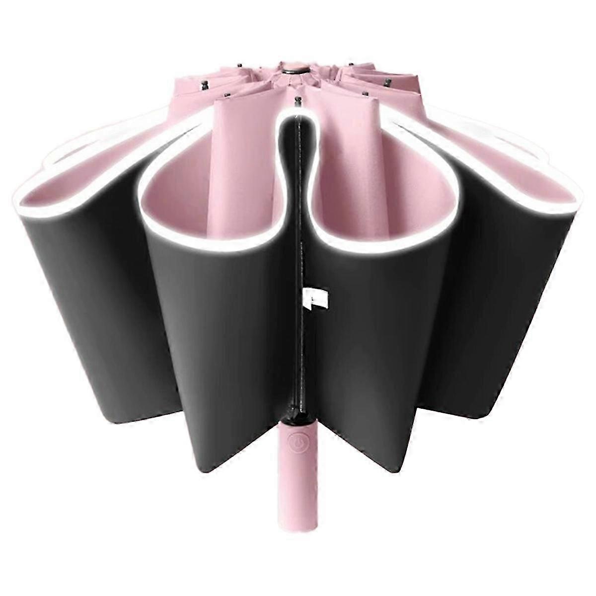 Automatic Reverse Folding Umbrella-Windproof Frame, Reflective Black Glue Coating for Sunscreen and Rain Protection C