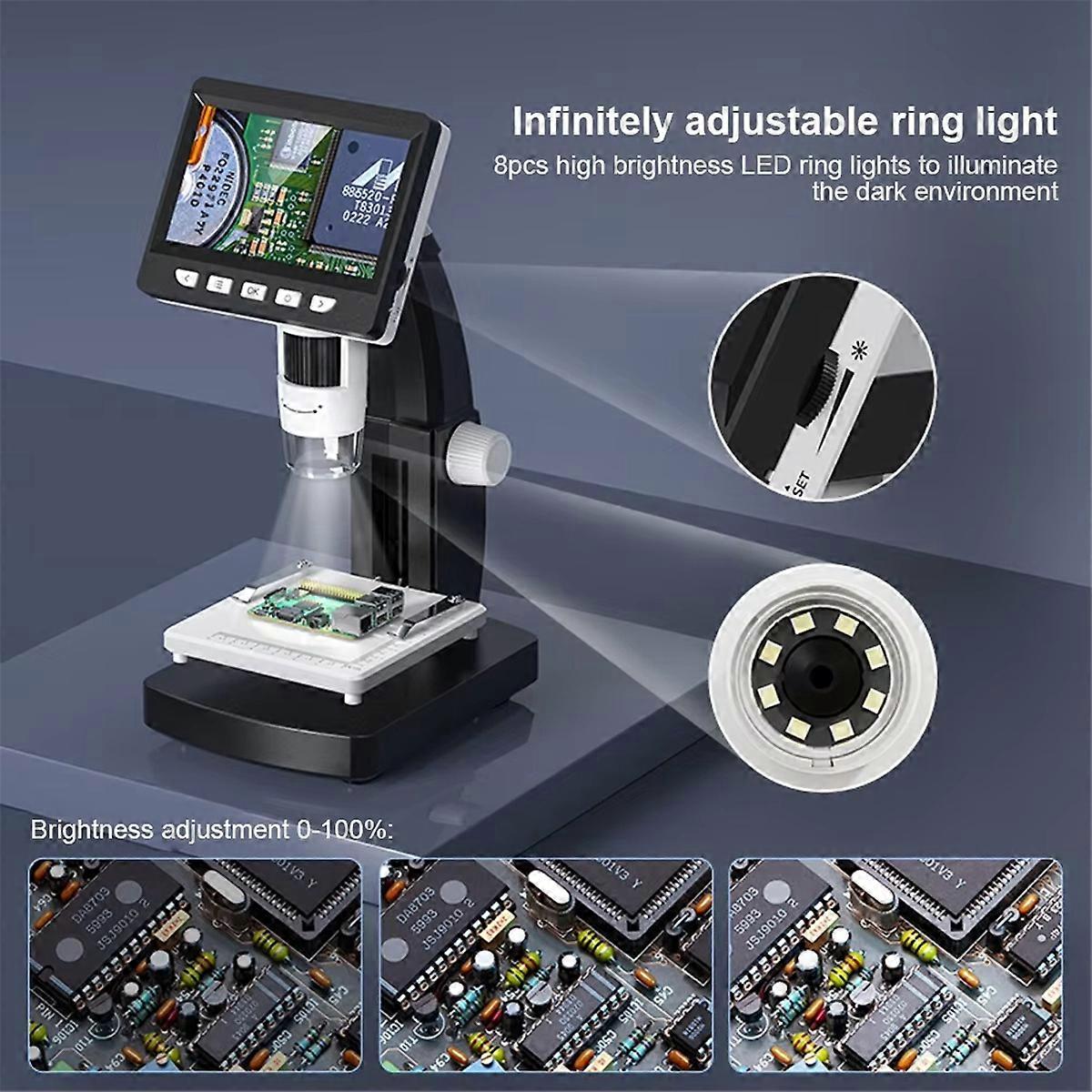 1000X Digital Microscope Biological Microscope 2MP 1080P Screen Soldering Coin Microscope PC View Wi