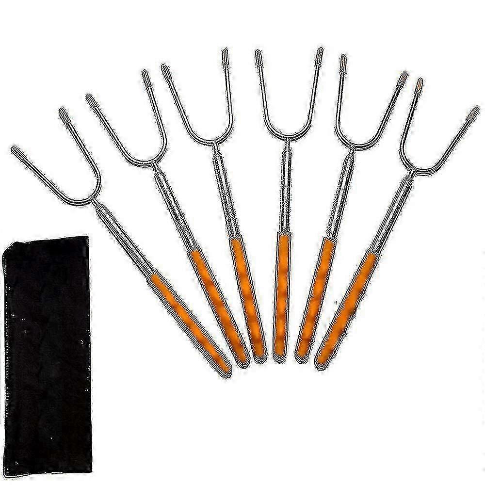 6pcs Marshmallow Roasting Sticks Stainless Telescoping Hot Dog Skewer