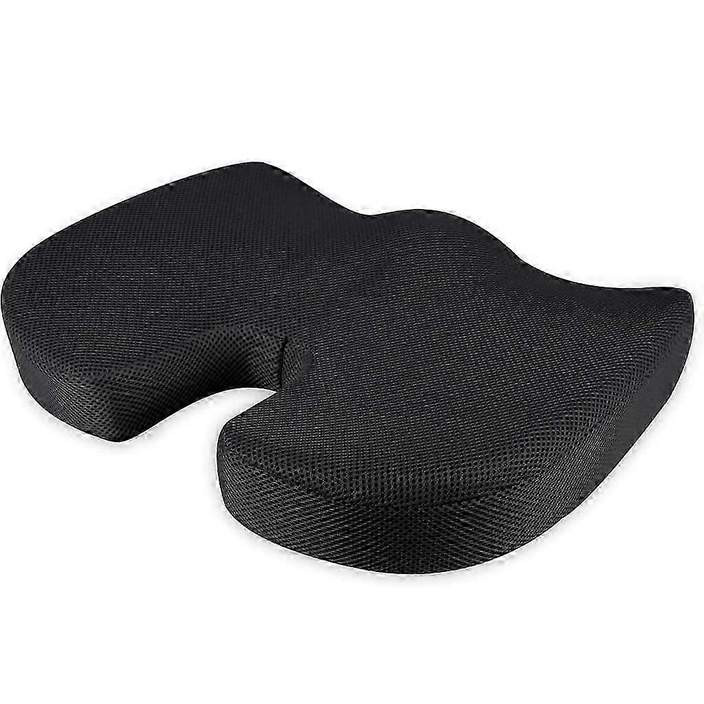 Orthopedic Seat Cushion For The Coccyx Cushion Made From Optimized Visco Memory Foam Mesh Models (Black)