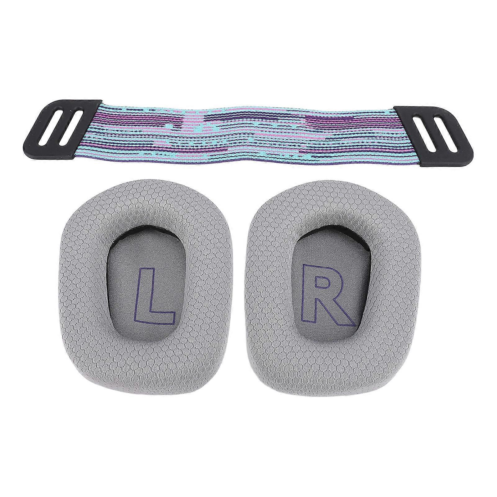 Headset Ear Pads Breathable Mesh High Density Memory Foam Ear Cushions with Headband Straps for G733 Wireless G335 Wired Gaming Headset Gray