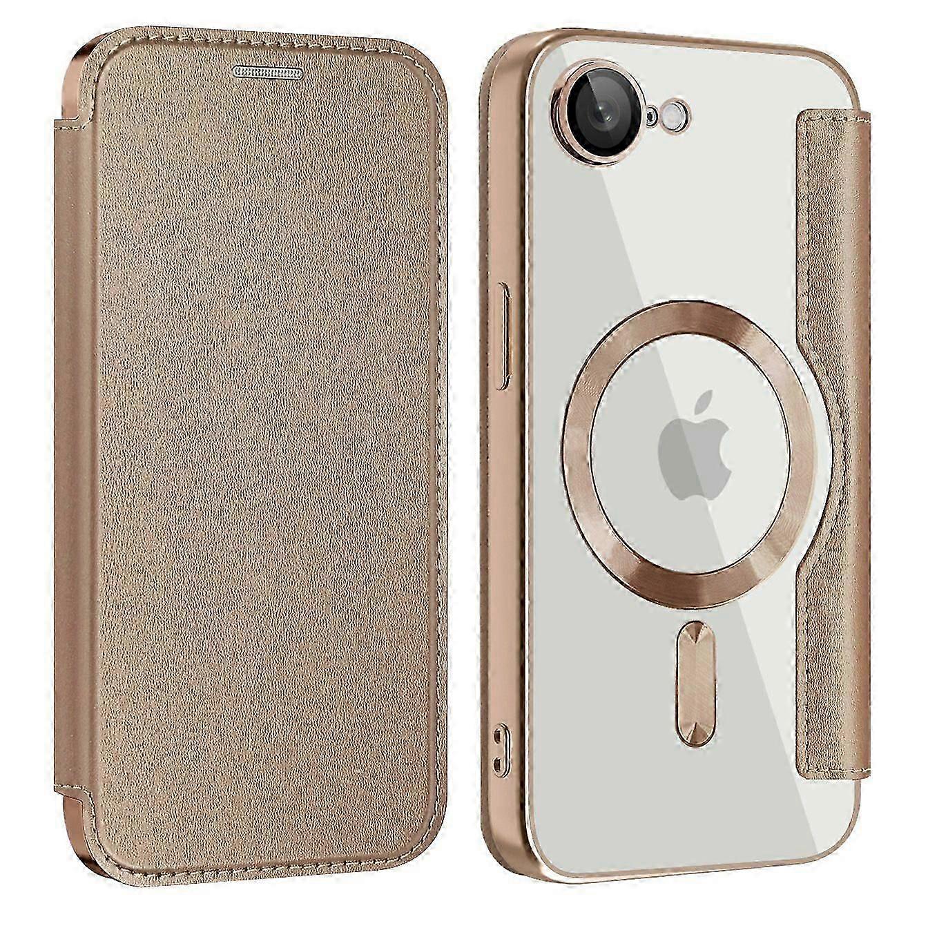 For iPhone 16e Case Compatible with MagSafe RFID Blocking Leather Phone Cover