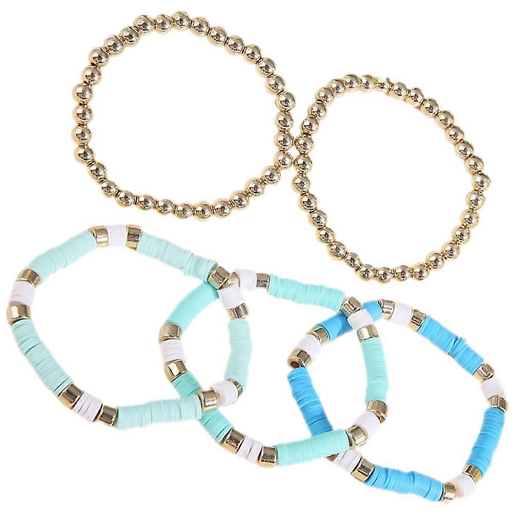 Here's a polished and engaging product description for your **5pcs Bohemian Polymer Clay Stretch Bracelets**:
**5pcs Bohemian Polymer Clay