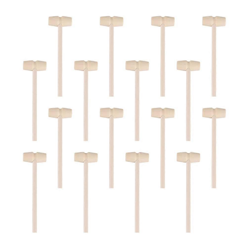 16Pcs Mini Wood Hammers Chocolate Hammer Breakable Heart Hammer Wooden Hammers Toy Unfinished Natural