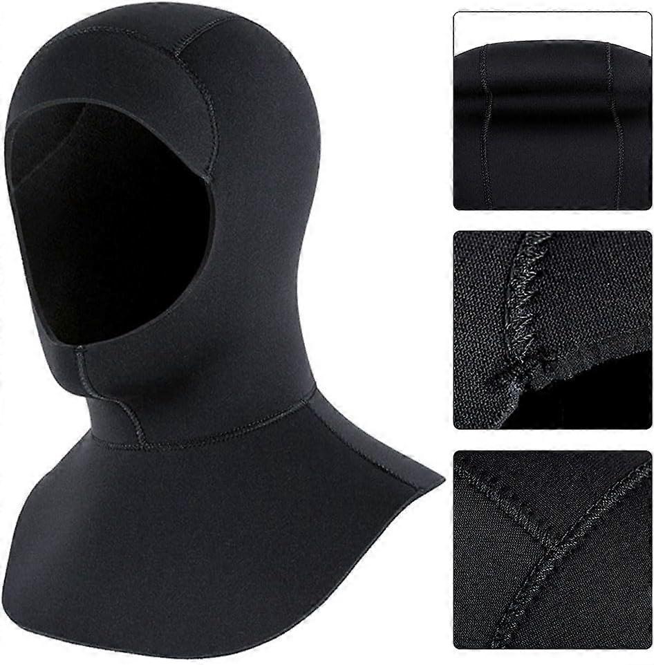 Neoprene Scuba Hood L/XL 3mm Black for Scuba Diving and Water Activities Comfort Fit Head Cover