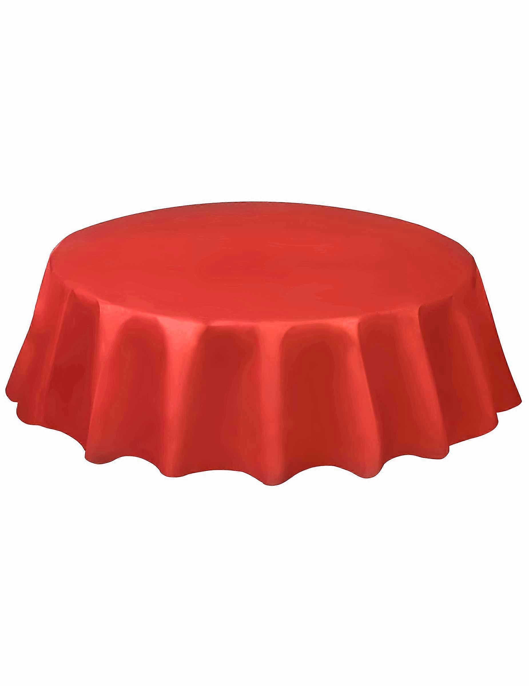 Red round disposable plastic tablecloth 2m13