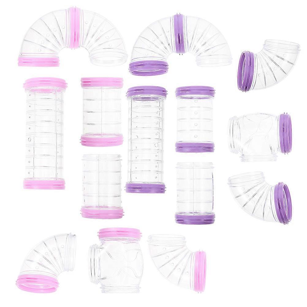 Sturdy Transparent Hamster Tunnels – 16pcs Cage Expansion Kit for Hamsters & Squirrels to Enhance Activity Space Connecting Tubes