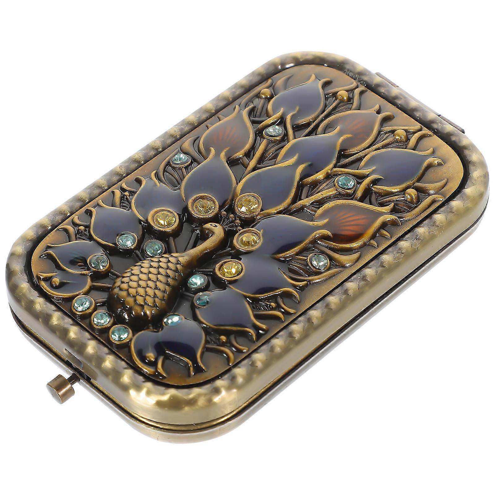 Compact Mirror For Purses Portable Hand Folding Makeup Mirror Outdoors Pocket Small Mirror Dark Brown 9.80X6.20X1.30CM High Definition 1Pack