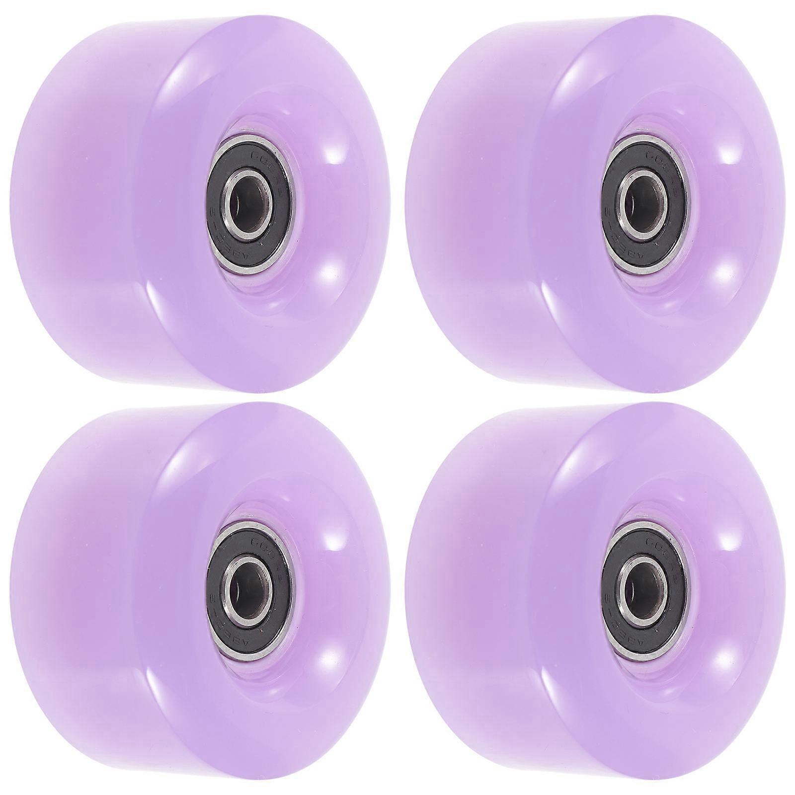 Durable 4pcs PU Roller Skate Wheels with Bearings – High Elasticity, Abrasion Resistant for Double Row Skates & Skateboards on Rough Surfaces