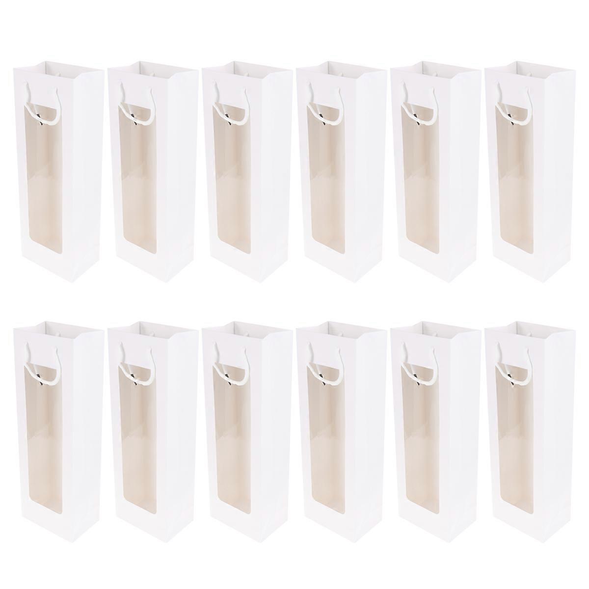 Kraft Paper Bag Storage Carrying Rectangular White 12Pack