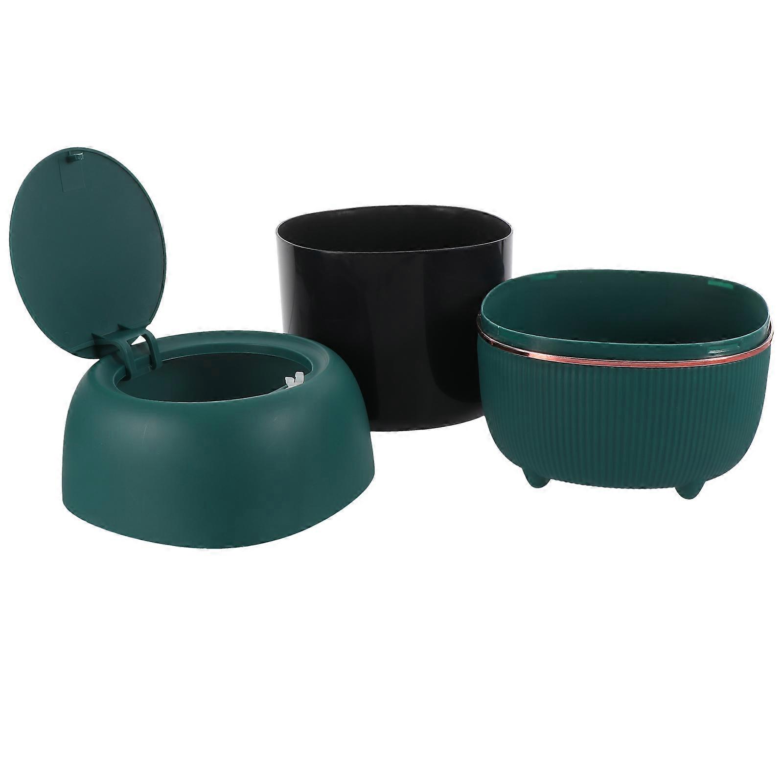 Creative Plastic Trash Can for Storing Lovely Green Desktop Waste Container for Office Table 6.3"x4.7" "