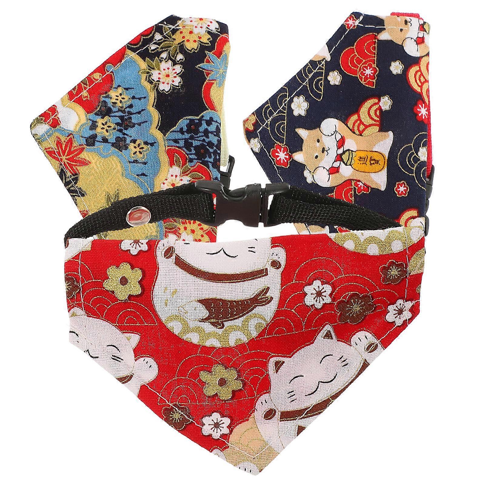 Βαμβάκι Pet Bibs διακοσμητικά κασκόλ γατάκι αξιολάτρευτο μοτίβο αναπνεύσιμο αξεσουάρ γάτας 3Pcs