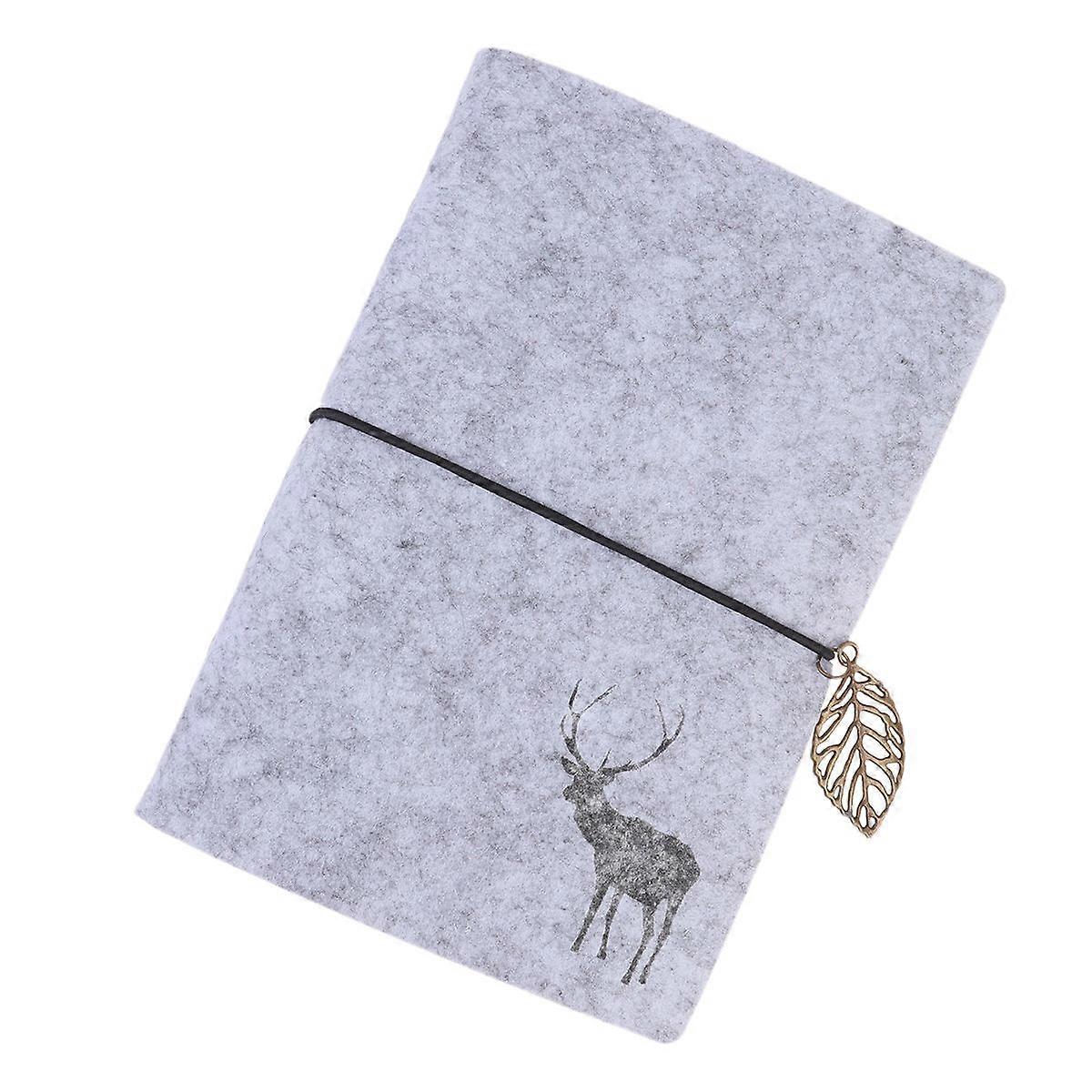 Creative Writing Felt Cover Notebook Sketching Drawing A6 Light Grey Simple Design 1Pack