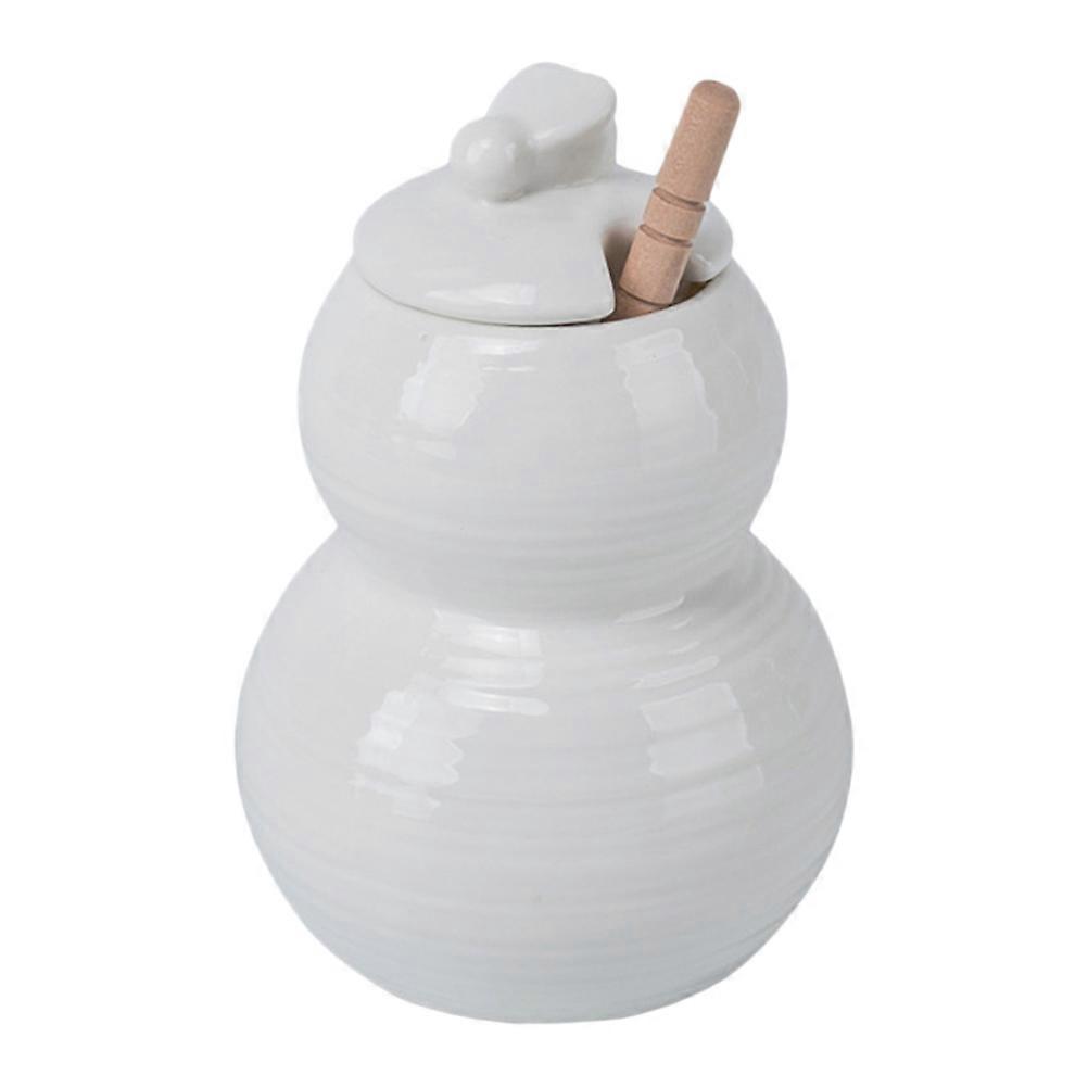 Ceramic Honey Pot With Bee Design For Kitchen Households Moisture Protection White 12X8.5X8.5CM 1Set