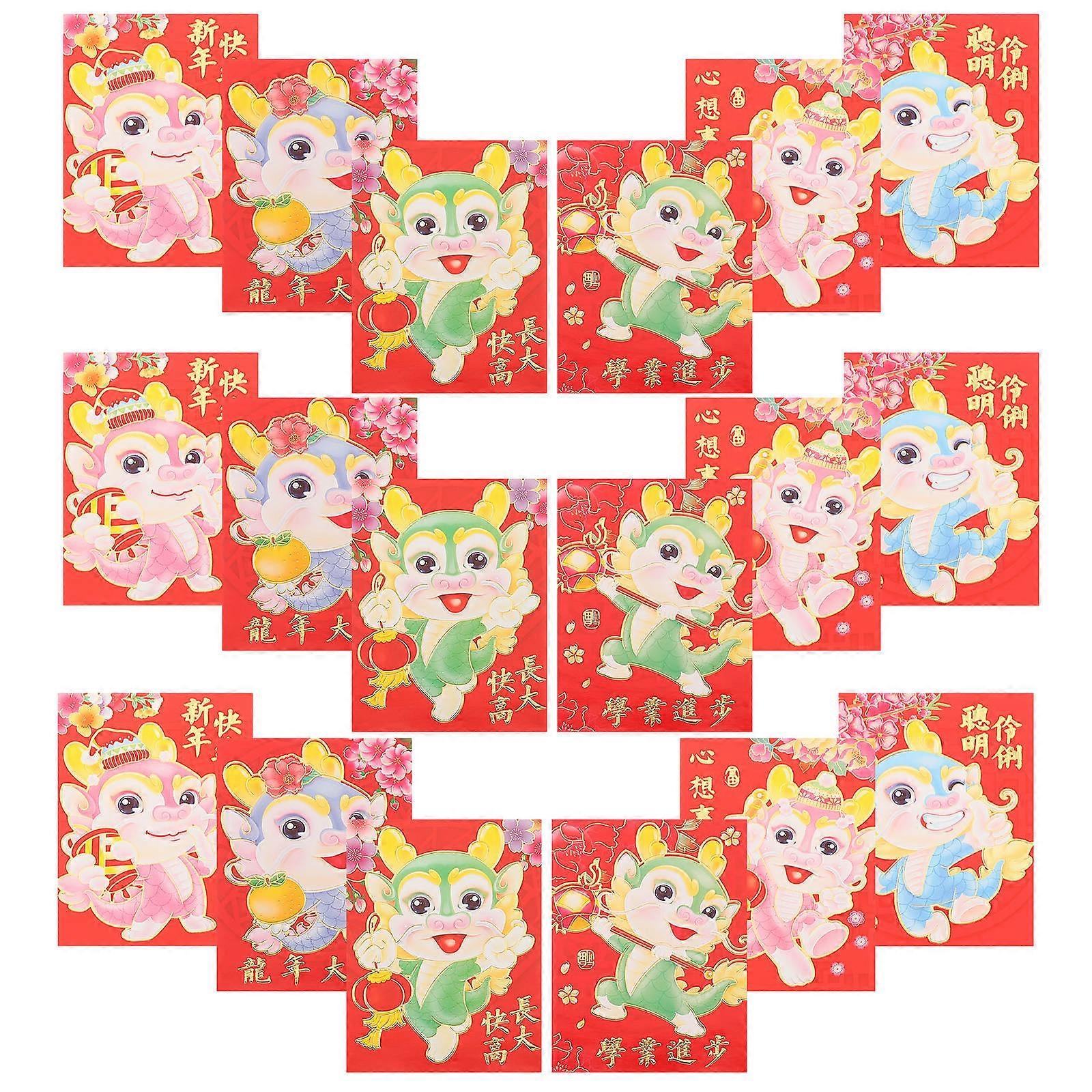 20pcs Lunar New Year Red Envelopes, Dragon Year Hong Bao Money Holders with Traditional Chinese Design, Sturdy Gift Packets for Festival and Holiday
