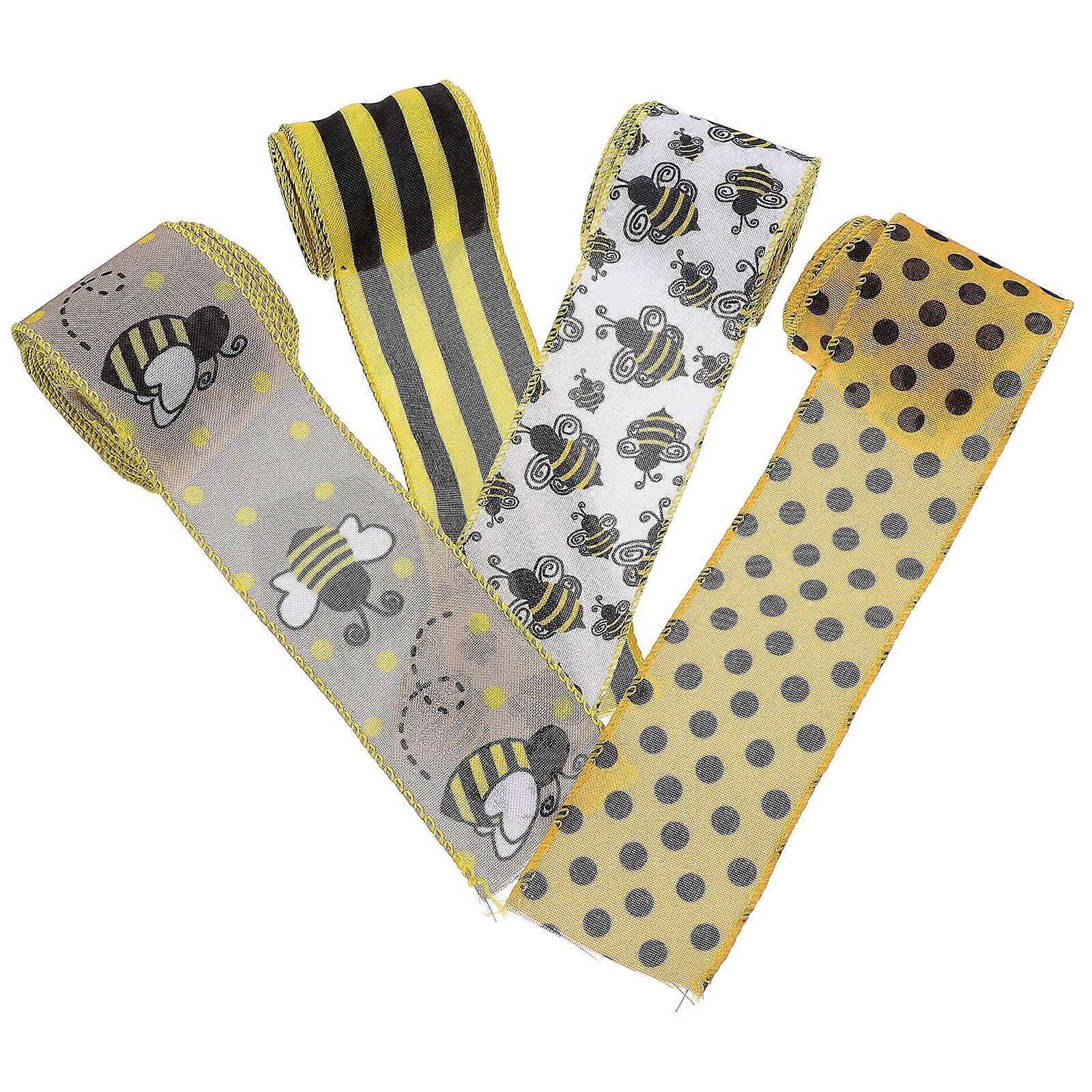Bee Ribbon Polyester Ribbon Decorative Wrapping For Crafts Assorted Color 6.3cm Width