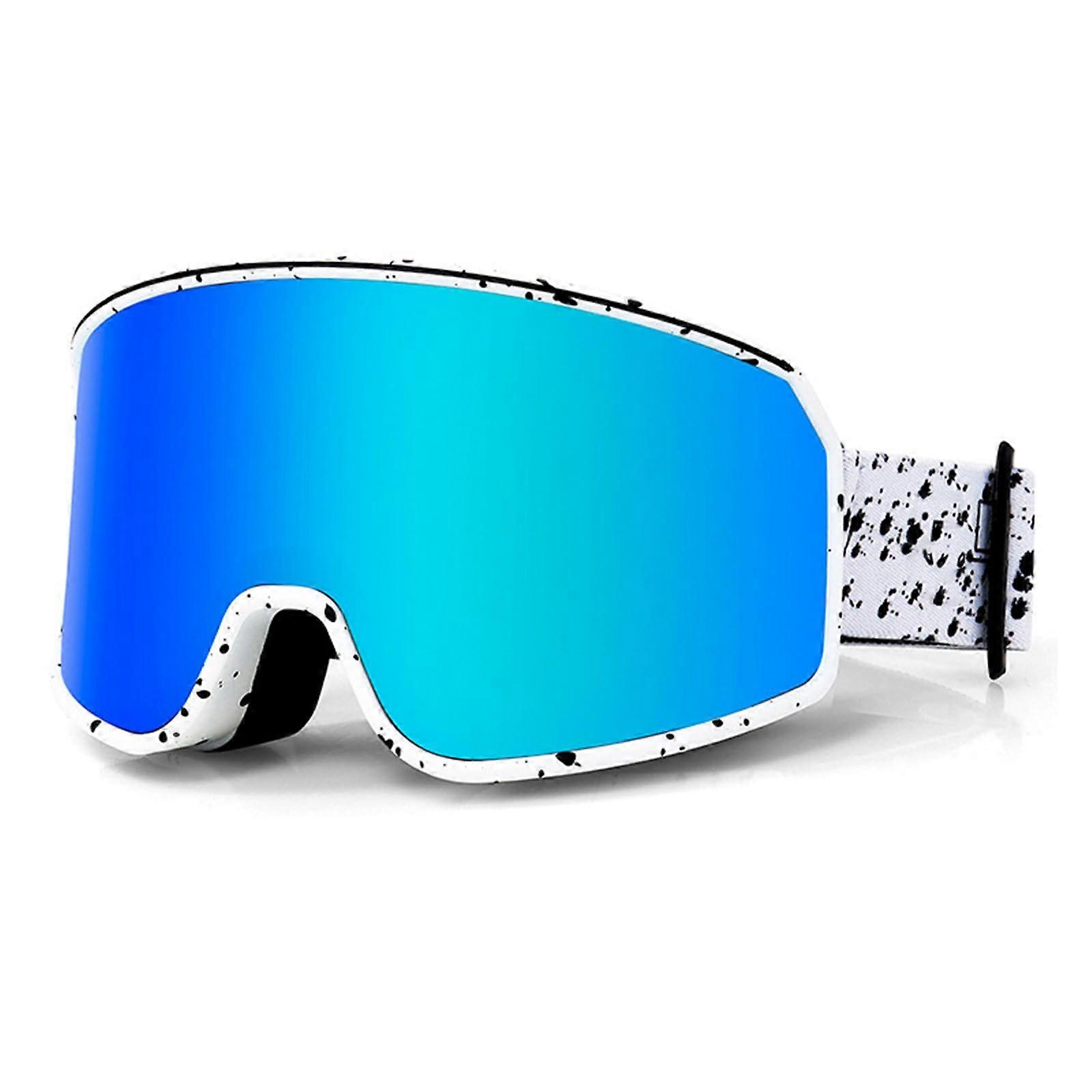 Large Field Ski Goggles, Cylindrical AntiFog Ski Goggles, Suitable for Men and Women White Ref: 9517