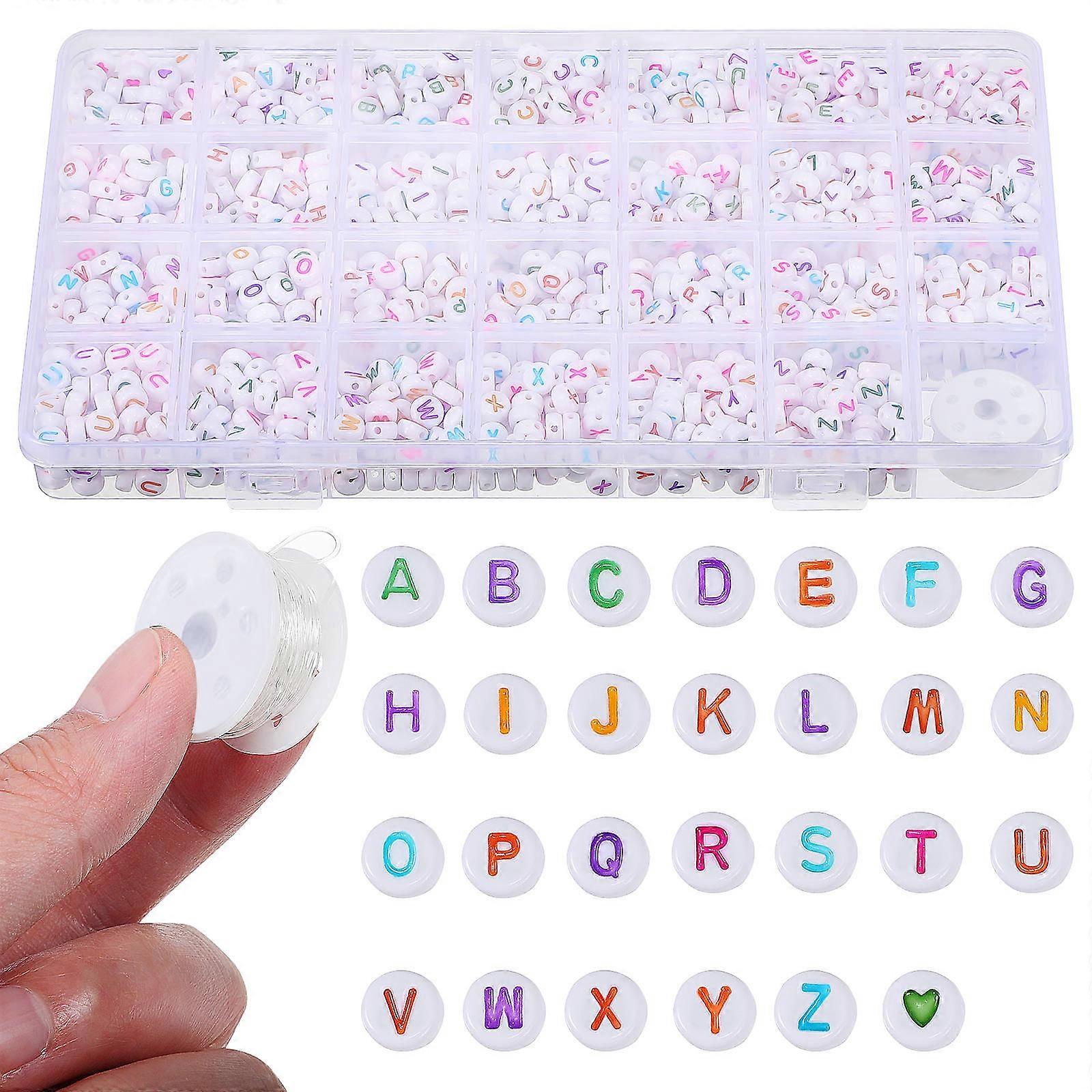 Alphabet Beads for Bracelets Making Flat Round Acrylic Assorted Color Parties and Weddings 1400Pcs