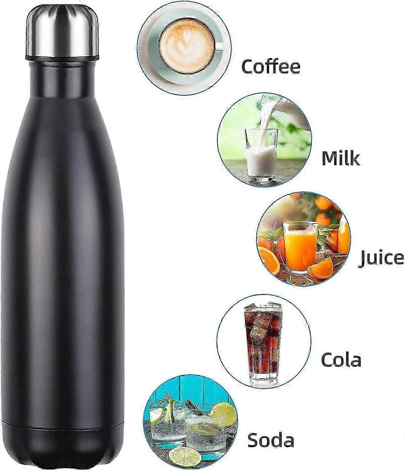 ボトル500mlステンレス鋼ウォーターボトルBPAフリー二重壁真空断熱温水/冷水ボトルエコフレンドリーブラック