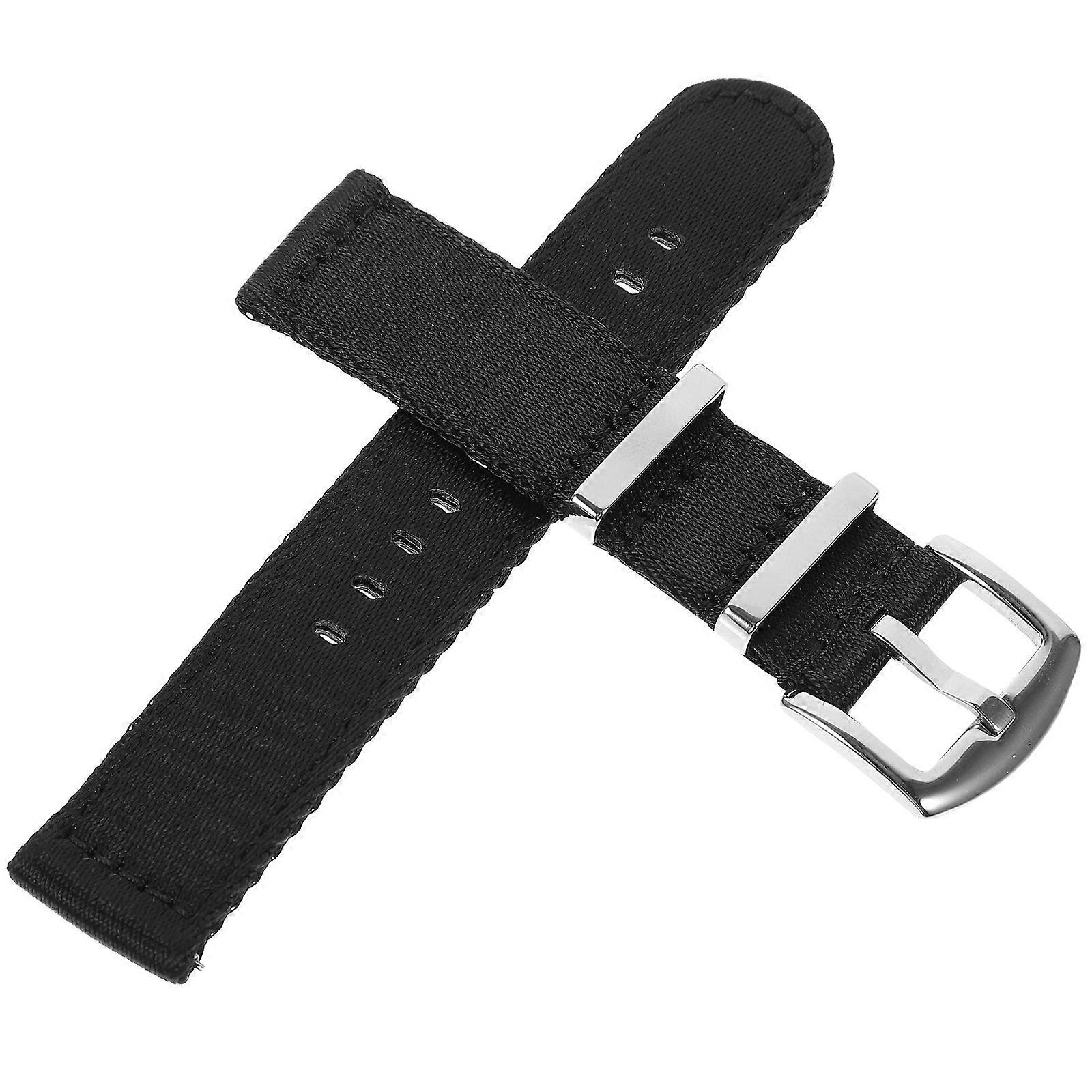 Nylon Watch Band Replacement Strap Simple Design For Watches Black 22x2.2cm Quick Release 1Set