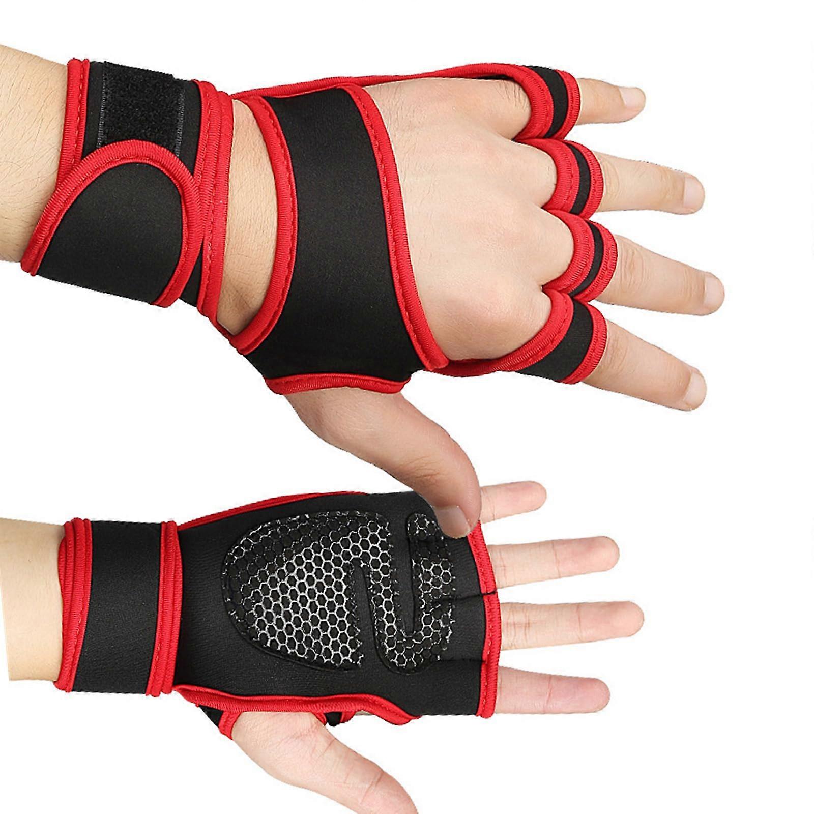 Weightlifting Gloves With Adjustable Wrist Straps, Unisex, Padded Palm, For Pullups And Deadlifts, Size S-XL