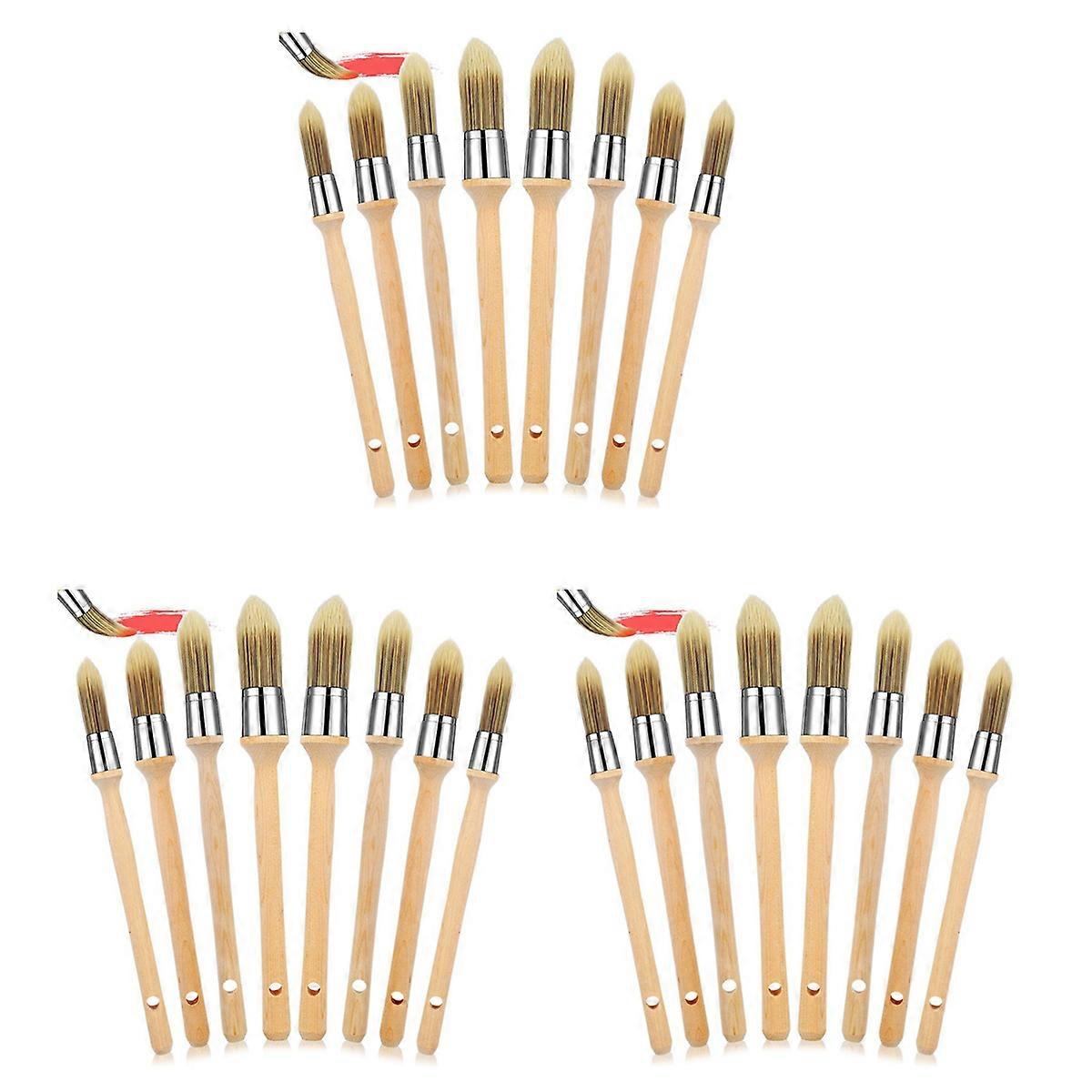 Trim Paint Brush with Wooden Handle Round Edge Painting Tool