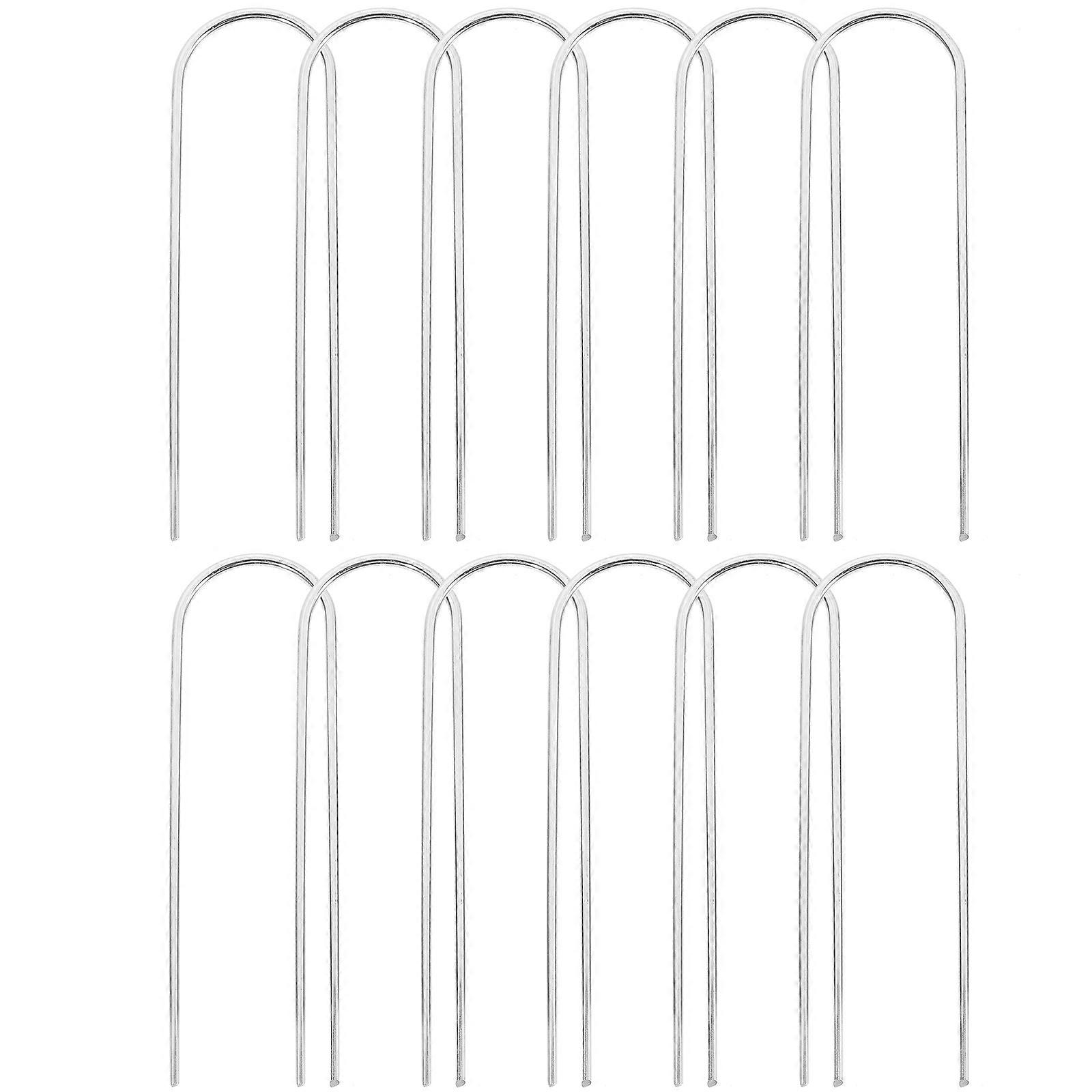 U-Shaped Sod Staples Ground Staples Reliable Fastening Tent Setup 15X3.5cm Silver Iron 12Set