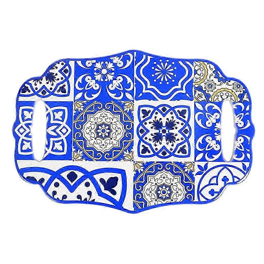 2025 Latest Model Rectangle Ceramic Table Placemat Blue White Porcelain Pattern