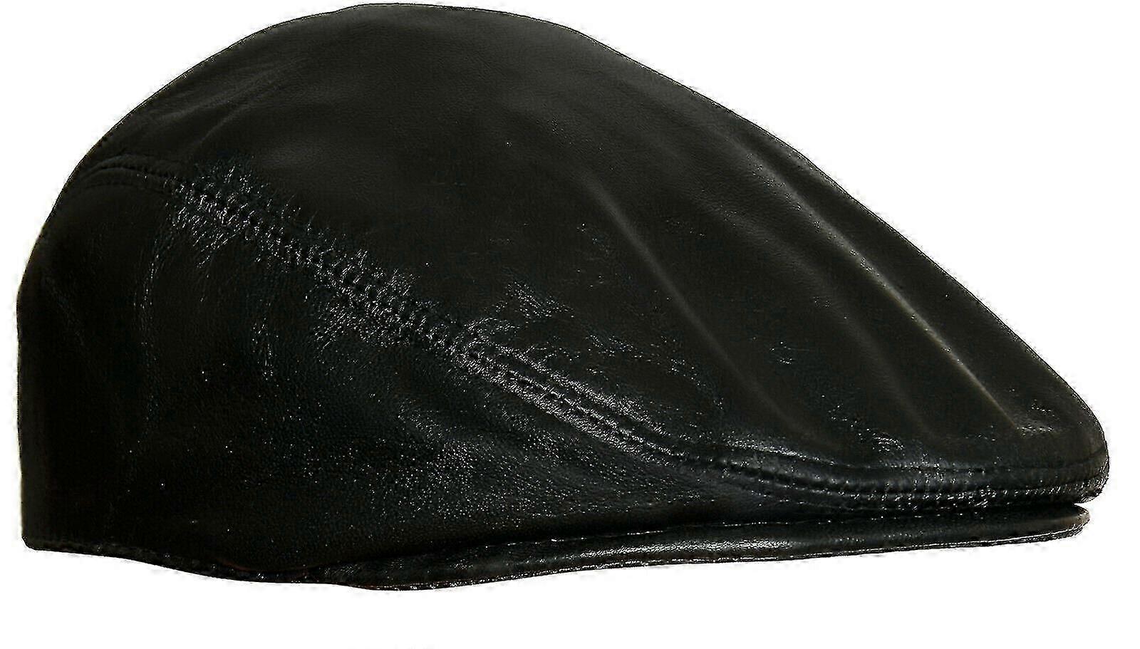 Herre Sort Flat Hat Læder Newsboy Gatsby Cap