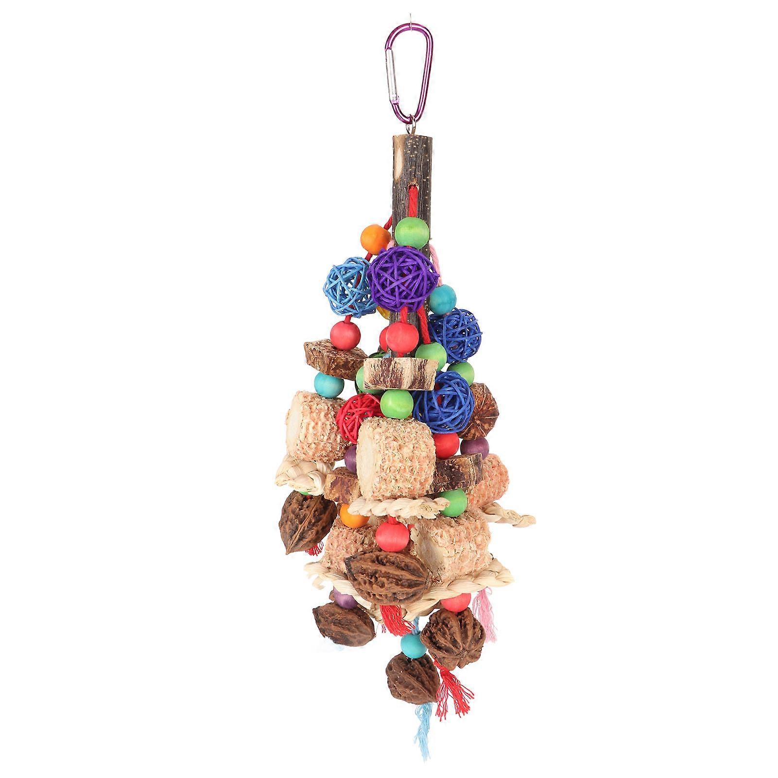 Bird Chew Toy Colorful Beak Grinding Boredom Relief Rattan Ball Corn Cob Nuts Parrot Chewing Toy for Cockatiel Lovebird