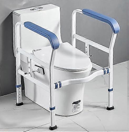 Adjustable toilet rails, sturdy bathroom support frame for seniors and disabled, elderly mobility aid with 150 kg capacity.