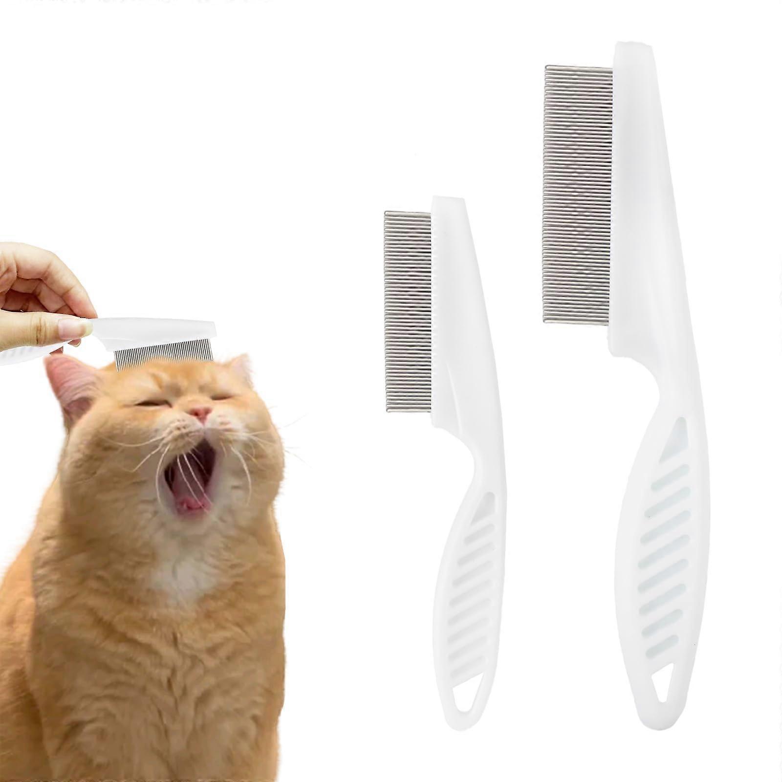 Pack of 2 Flea Combs for Cats, Flea Comb for Dogs White Professional Tick Comb
