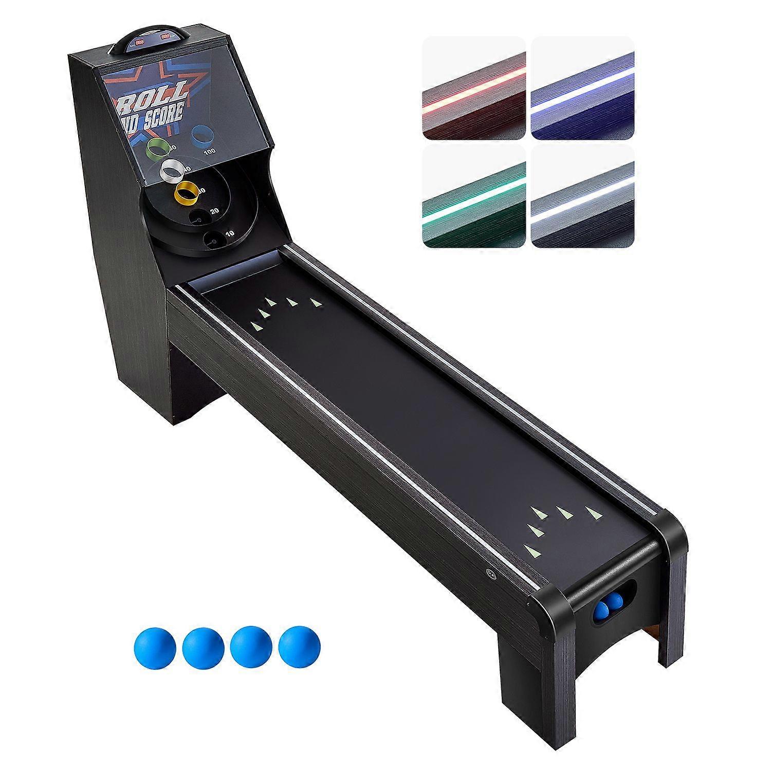 Mesa de Jogo Clássica de Arcade de 9' Roll and Score com Marcador Eletrônico LED, Som, Retorno Automático de Bola, 4 Bolas Incluídas